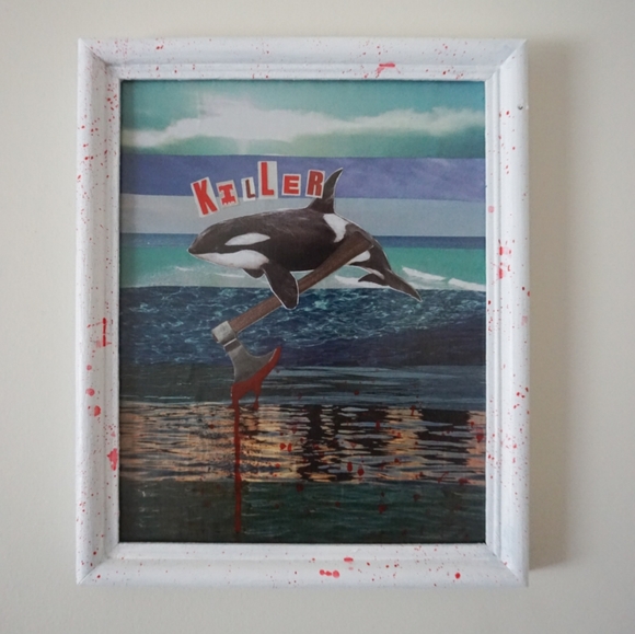 Killer Whale Mixed Media Collage - Picture 1 of 4